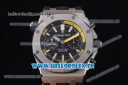 Audemars Piguet Royal Oak Offshore Diver Chrono Clone AP Calibre 3126 Automatic Steel Case with Black Dial Stick Markers and Black Rubber Strap - 1:1 Original (ZF)