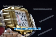 Cartier Santos 100 Japanese Miyota Quartz Yellow Gold Case with White Dial Roman Numberal Markers and Yellow Gold Bracelet