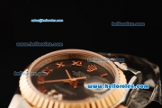 Rolex Datejust Automatic Movement ETA Coating Case with Black Dial and Rose Gold Bezel-Two Tone Strap