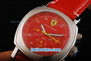 Ferrari Rattrapant Automatic Silver Case with Red Dial and Leather Strap