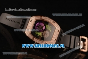 Richard Mille RM19-02 Tourbillon Fleur 9015 Auto Rose Gold Case with Black Dial and Black Rubber Strap