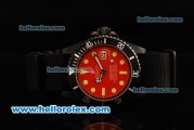 Rolex Submariner Automatic Movement PVD Case with Red Dial - Yellow Markers and Black Nylon Strap