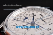 Longines Master Collection Chronograph Swiss Valjoux 7750 Automatic Movement Steel Case with White Dial and Leather Strap