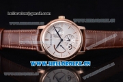 Audemars Piguet Jules Audemars Dual Time Asia ST25 Automatic Rose Gold Case Silver Dial Stick Markers and Brown Leather Strap