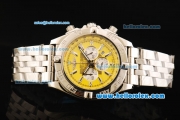 Breitling Chronomat B01 Chronograph Quartz Movement Full Steel with Yellow Dial and Stick Markers