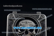 Bell & Ross BR 01 Burning Skull Asia Automatic Steel Case with Skull Dial and Black Leather Strap - 1:1 Original(AAAF)