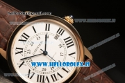 Cartier Ronde Solo Cartier Rose Gold Equipment Ronda 763 1:1 Clone White Dial With Brown Leather