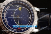 Patek Philippe Grand Complication Sky Moon Celestial Compass Miyota 9015 Automatic Steel Case with Blue Dial and Black Genuine Leather Strap (GF)