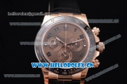 Rolex Daytona Clone Rolex 4130 Automatic Rose Gold Case with Brown Dial Black Leather Strap and Stick Markers (EF)