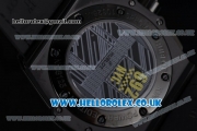 Hublot King Power Chrono Japanese Miyota OS20 Quartz PVD Case with Black Dial Orange Bezel and Black Leather Strap