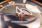 Parmigiani Kalpa XL Swiss Tourbillon Manual Winding Movement Rose Gold Case with Black Leather Strap