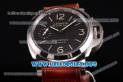 Panerai Luminor Marina 8 Days Acciaio PAM 510 Clone P.5000 Manual Winding Steel Case with Black Dial and Brown Leather Strap - 1:1 Original (KW)