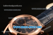 Omega De Ville Co-axial Chronograph Clone Omega 9300 Automatic Rose Gold Case with Blue Dial and Blue Leather Strap (EF)