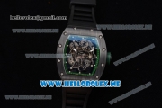 Richard Mille RM 055 Miyota 9015 Automatic PVD Case with Skeleton Dial and Dot Markers Black Rubber Strap Green Inner Bezel