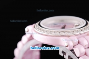 Chopard Full Ceramic Swiss ETA Quartz Movement with Pink Dial and Diamond Bezel