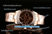 Rolex Daytona Chrono Swiss Valjoux 7750 Automatic Rose Gold Case with Numeral Markers Black Dial and Black Ceramic Bezel
