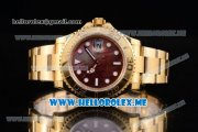 Rolex Yacht-Master 40 Clone Rolex 3135 Automatic Yellow Gold Case/Bracelet with Black MOP Dial and Dot Markers (BP)