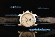 Vacheron Constantin Lemania 8810 Manual Winding Chronograph Movement Steel Case with Black Leather Strap