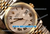 Rolex Datejust 37mm Swiss ETA 2836 Automatic Two Tone with White Dial and Roman Markers