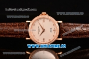 Patek Philippe Calatrava Miyota Quartz Rose Gold Case with White Dial and Diamonds Markers - Diamonds Bezel