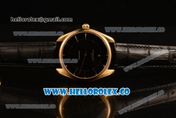 Omega De Ville Tresor Master Co-Axial Clone 8800 Automatic Yellow Gold Case with Black Dial and Black Leather Strap - (YF)