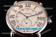 Cartier Rotonde De Asia Manual Winding Steel Case with White Dial and Black Roman Numeral Markers