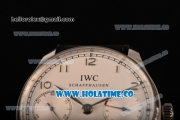 IWC Portuguese Asia Automatic Steel Case with Silver Arabic Numeral Markers White Dial and Black Leather Strap