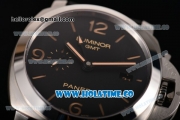 Panerai Luminer GMT PAM586 Clone P.9000 Automatic Steel Case with Black Dial and Yellow Stick/Arabic Numeral Markers - 1:1 Original (ZF)