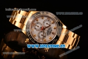 Rolex Daytona Chrono Swiss Valjoux 7750 Automatic Yellow Gold Case/Bracelet with Ceramic Bezel White Dial and Diamonds Markers (BP)