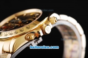Rolex Daytona II Automatic Movement Full Gold with Stick Markers and Black Dial