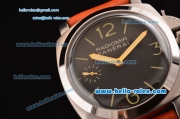 Panerai Luminor 1950 Asia 6497 Steel Case with Black Dial and Brown Leather Strap