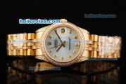 Rolex Datejust Automatic Movement Golden Case with Blue Dial and Diamond Bezel