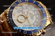 Rolex Yacht-Master II Clone Chrono Rolex 4130 Automatic Movement Yellow Gold White Dial and Dots Markers Yellow Gold Bracelet (JF)