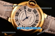 Cartier Ballon Bleu De Medium Asia 4813 Automatic Yellow Gold Case with Silver Dial Blue Leather Strap and Roman Numeral Markers (GF)