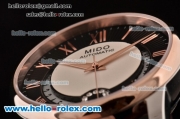 Mido Baroncelli II Swiss ETA 2824 Automatic Two Tone Case with Brown Leather Strap and Black Dial
