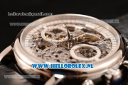 Patek Philippe Grand Complication Chronograph 7750 Auto Steel Case with Skeleton Dial and Black Leather Strap