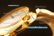 Cartier Ballon bleu de Automatic Full Gold Case with White Dial and SS Strap