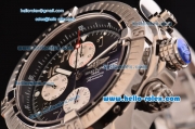 Breitling Super Avenger Chronograph Swiss Valjoux 7750-SHG Automatic Stainless Steel Case with Stainless Steel Strap and Black Dial Numeral Markers