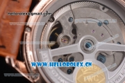 IWC Portuguese Tourbillon Asia ST25 Automatic Rose Gold Case with Wihte Dial Arabic Numeral Markers and Brown Leather Strap