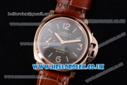 Panerai PAM 511 Luminor Marina 8 Days Oro Rosso Clone P.5000 Manual Winding Rose Gold Case with Brown Dial Brown Leather Strap and Arabic Number Markers (ZF)