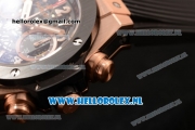 Hublot Big Bang Unico Chrono Swiss Valjoux 7750 Automatic Rose Gold Case with Rose Gold Bezel Skeleton Dial and Black Rubber Strap - 1:1 Original