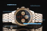 Breitling Montbrillant Swiss Valjoux 7750 Automatic Full Steel with Black Dial and Sliver Stick Markers Breitling Montbrillant Swiss Valjoux 7750 Automatic Full Steel with Black Dial and Sliver Stick Markers