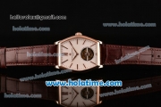 Vacheron Constantin Malte Tourbillon Swiss Tourbillon Manual Winding Rose Gold Case with Brown Alligator Strap and White Dial