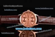 Patek Philippe Grand Complitcations Asia 6497 Manual Winding Rose Gold Case with Brown Leather Strap and Rose Gold Dial