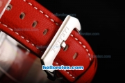 Ferrari Rattrapant Automatic Silver Case with Red Dial and Leather Strap