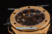 Hublot Big Bang Ferrari Swiss Valjoux 7750-SHG Automatic Gold Case with Gold Stick/Numeral Marekrs Black Dial and Black Rubber Strap