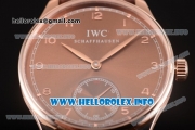 IWC Portuguese Asia 6497 Manual Winding Rose Gold Case with Brown Dial and Arbaic Numeral Markers