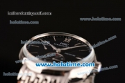 IWC Portofino Eight Days Miyota Quartz Full Steel with Black Dial and Silver Stick Markers