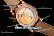 Patek Philippe Grand Complication ST25 Automatic Rose Gold Case with White Dial and Brown Leather Strap - ETA Coating