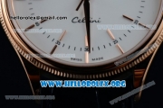 Rolex Cellini Time Clone Rolex 3132 Automatic Rose Gold Case with white Dial Stick Markers and Black Leather Strap - 1:1 Origianl (BP)